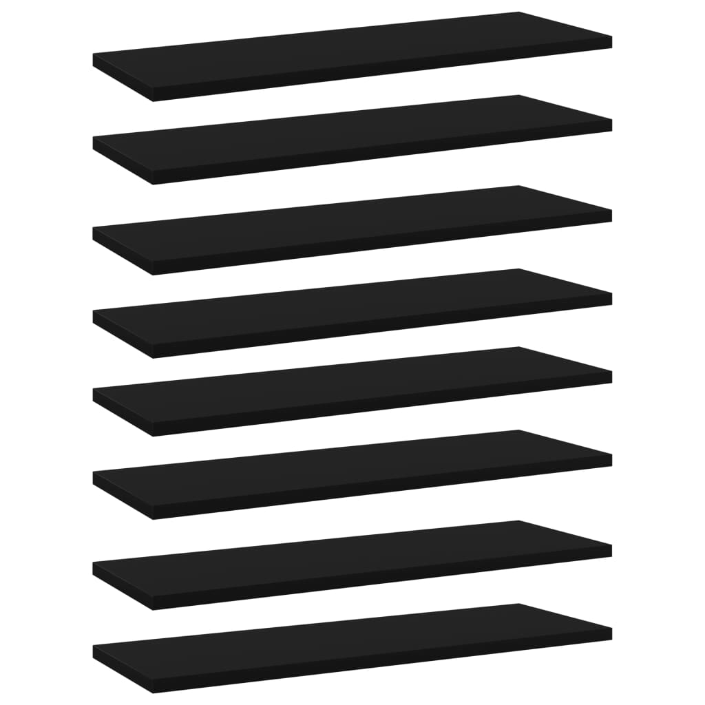 Wandschappen 8 st 60x20x1,5 cm spaanplaat zwart