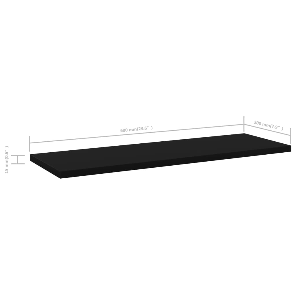 Wandschappen 8 st 60x20x1,5 cm spaanplaat zwart