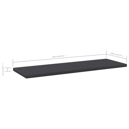 Wandschappen 4 st 60x20x1,5 cm spaanplaat grijs