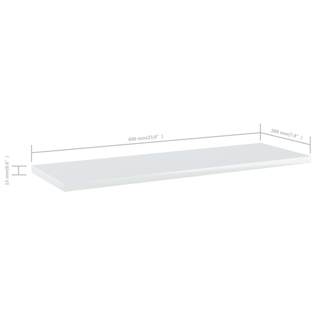 Wandschappen 4 st 60x20x1,5 cm bewerkt hout hoogglans wit