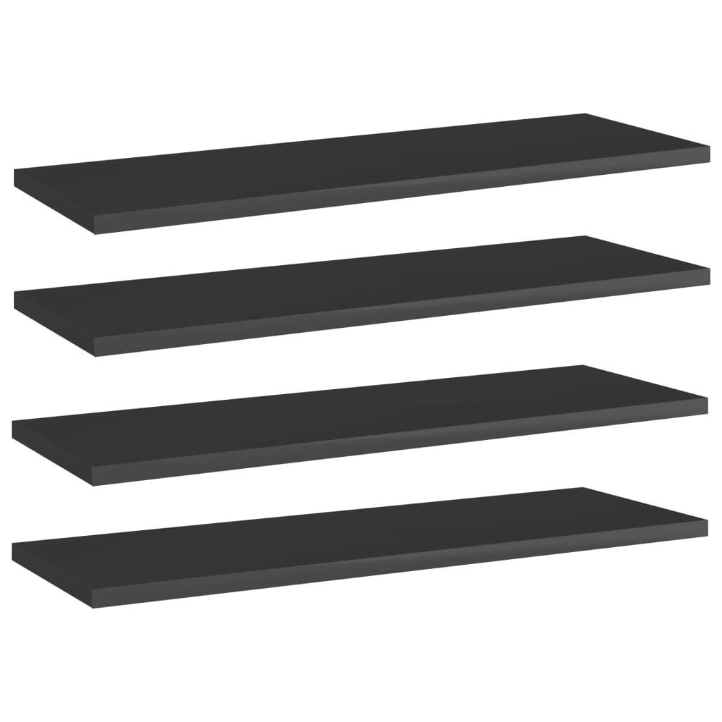 Wandschappen 4 st 60x20x1,5 cm spaanplaat hoogglans zwart