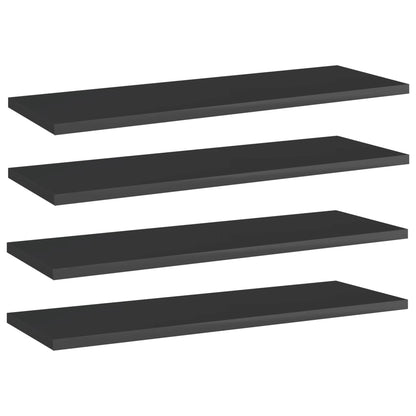 Wandschappen 4 st 60x20x1,5 cm spaanplaat hoogglans zwart
