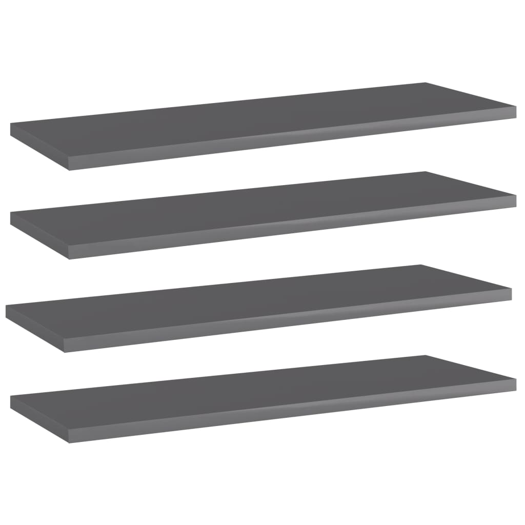 Wandschappen 4 st 60x20x1,5 cm spaanplaat hoogglans grijs