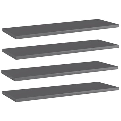 Wandschappen 4 st 60x20x1,5 cm spaanplaat hoogglans grijs