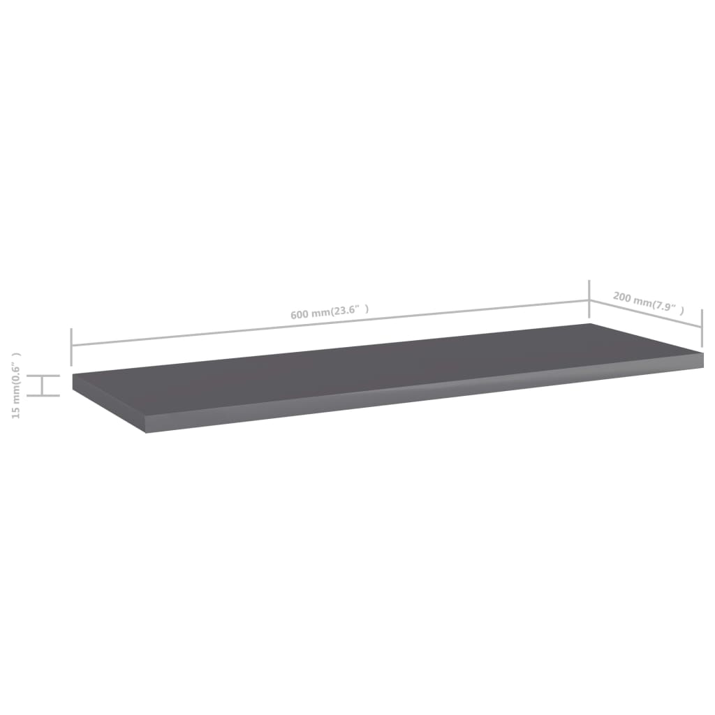 Wandschappen 4 st 60x20x1,5 cm spaanplaat hoogglans grijs