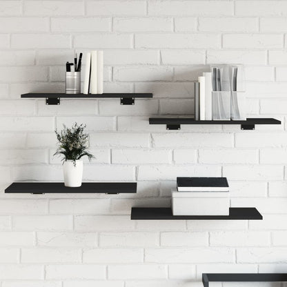 Wandschappen 8 st 60x30x1,5 cm spaanplaat zwart