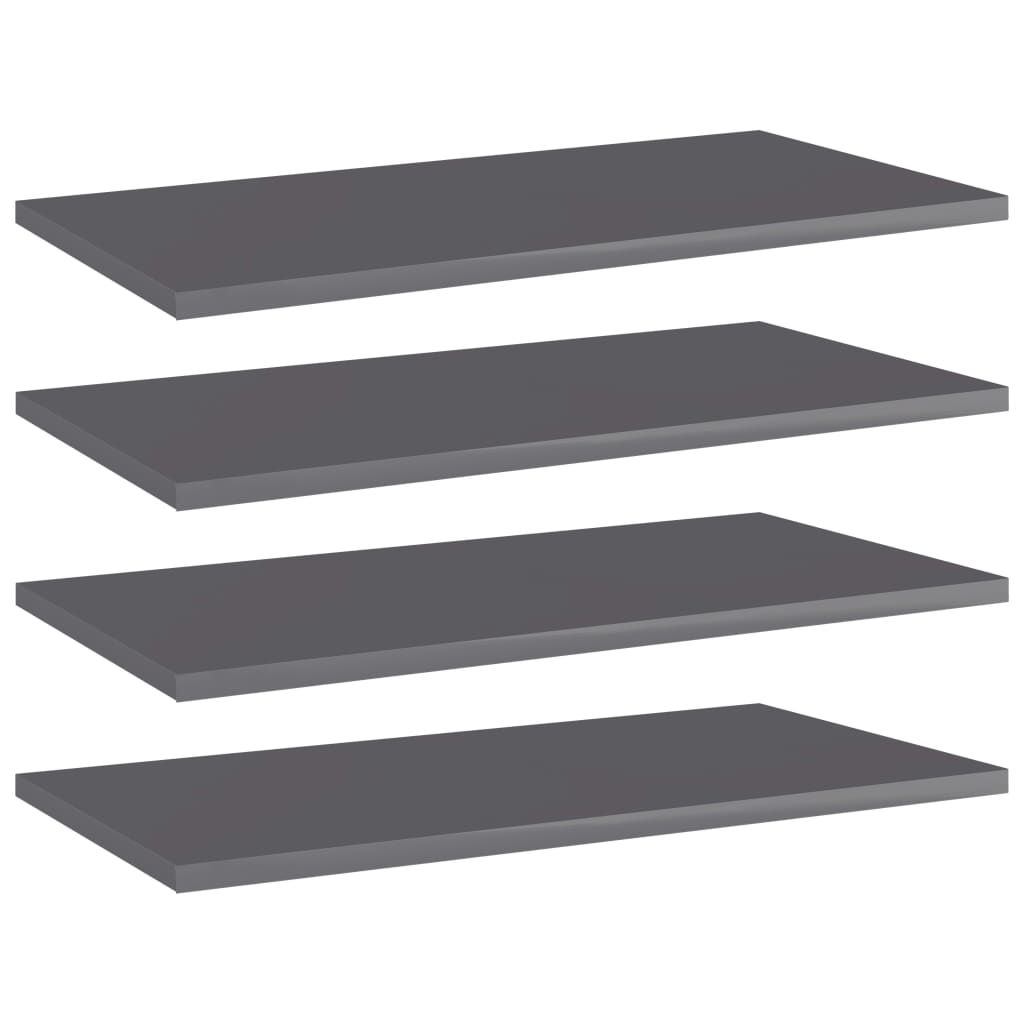 Wandschappen 4 st 60x30x1,5 cm spaanplaat hoogglans grijs