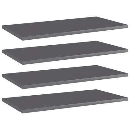 Wandschappen 4 st 60x30x1,5 cm spaanplaat hoogglans grijs