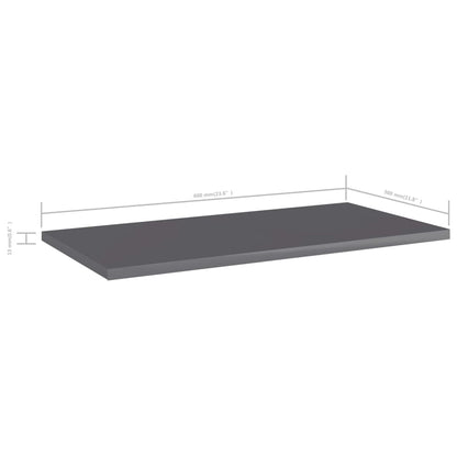 Wandschappen 4 st 60x30x1,5 cm spaanplaat hoogglans grijs