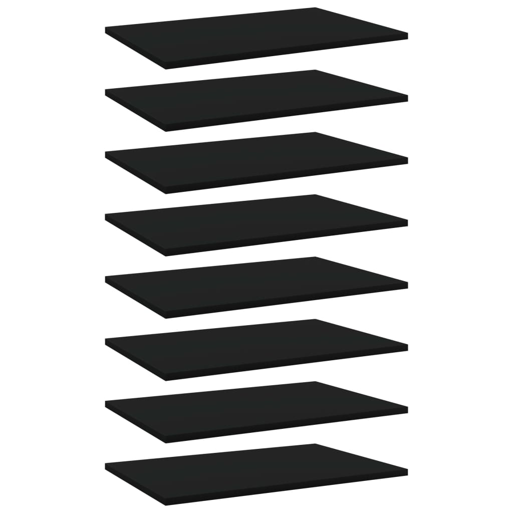 Wandschappen 8 st 60x40x1,5 cm spaanplaat zwart