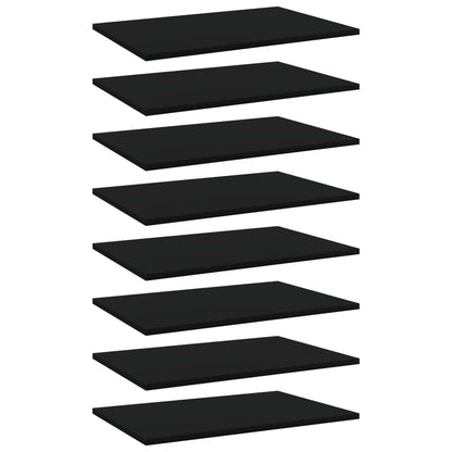 Wandschappen 8 st 60x40x1,5 cm spaanplaat zwart