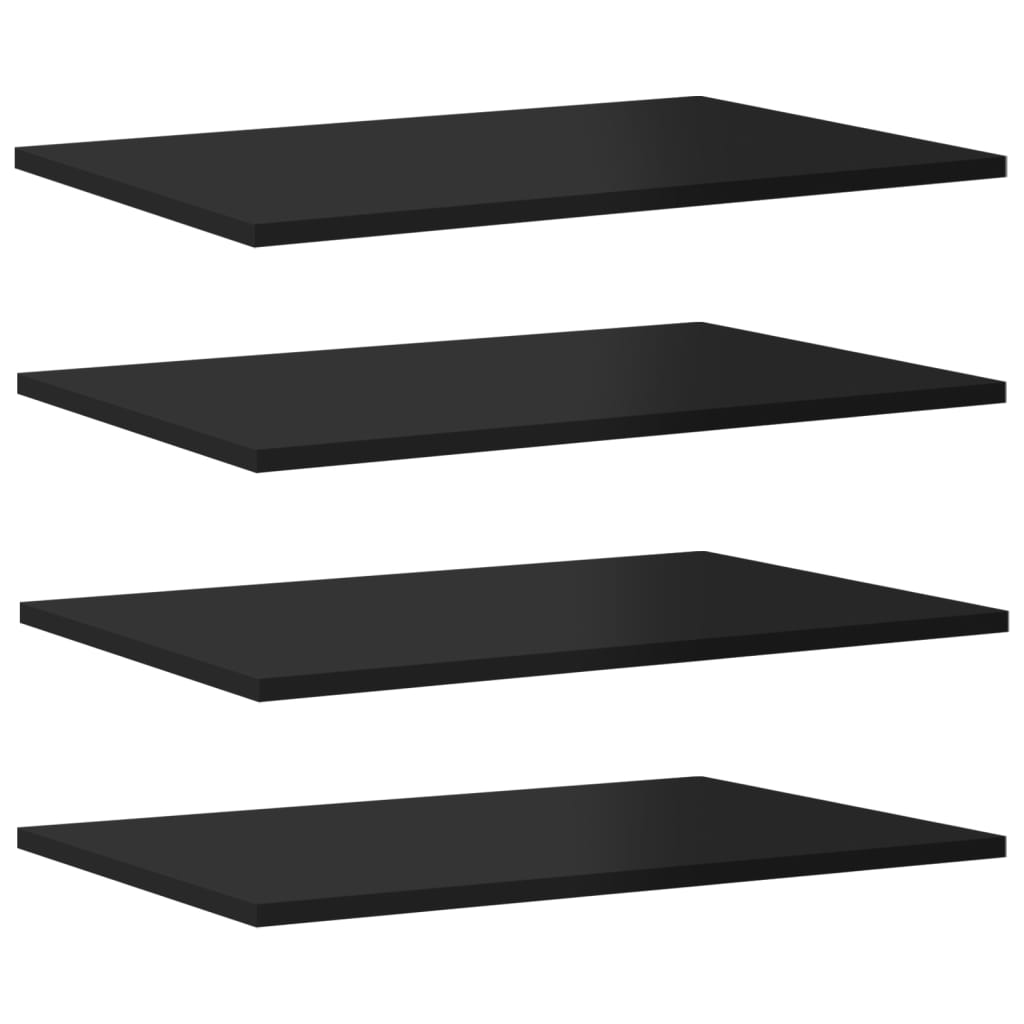 Wandschappen 4 st 60x40x1,5 cm spaanplaat hoogglans zwart