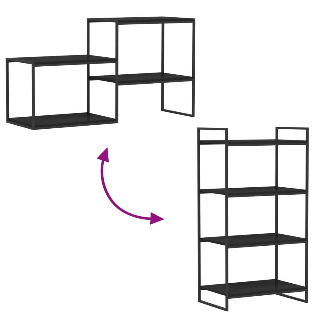 Wandschappen 4 st 60x40x1,5 cm spaanplaat hoogglans zwart