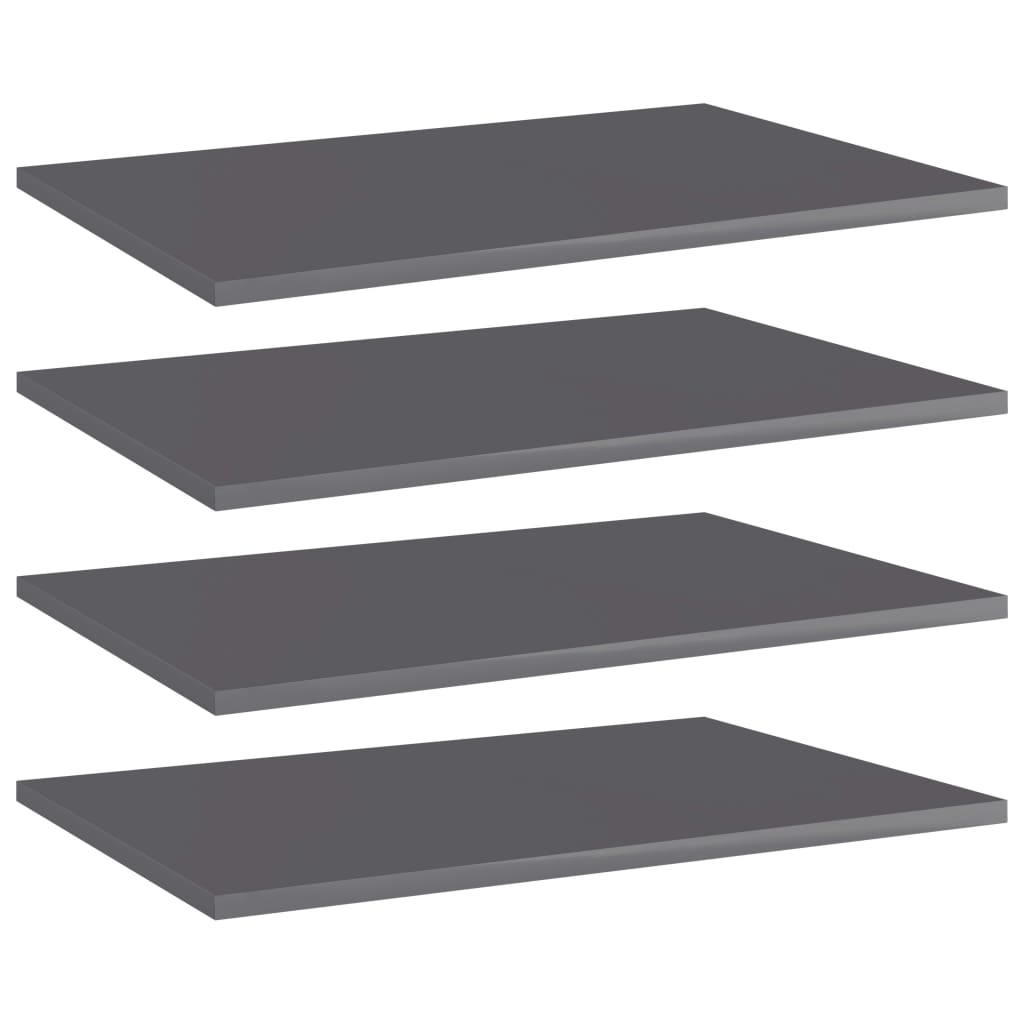 Wandschappen 4 st 60x40x1,5 cm spaanplaat hoogglans grijs