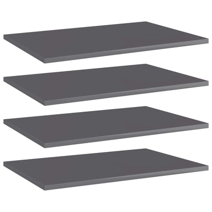 Wandschappen 4 st 60x40x1,5 cm spaanplaat hoogglans grijs