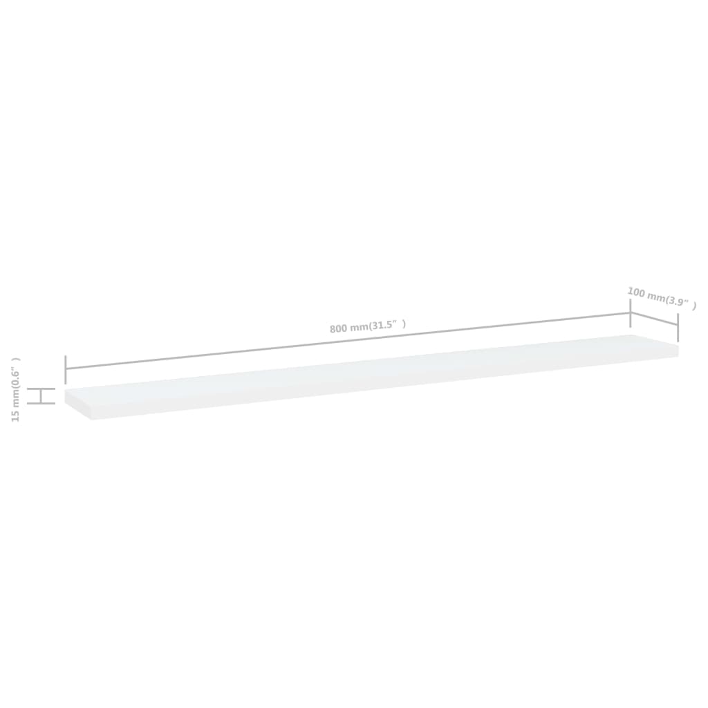 Wandschappen 8 st 80x10x1,5 cm spaanplaat wit