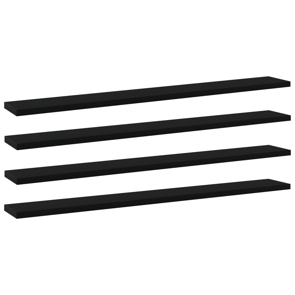 Wandschappen 4 st 80x10x1,5 cm spaanplaat zwart