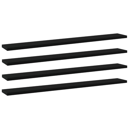 Wandschappen 4 st 80x10x1,5 cm spaanplaat zwart