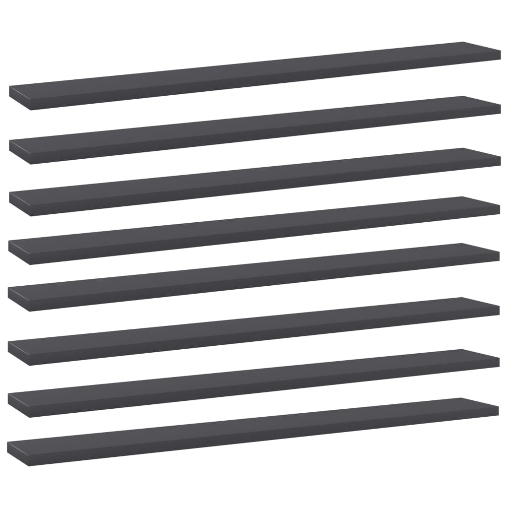 Wandschappen 8 st 80x10x1,5 cm spaanplaat grijs