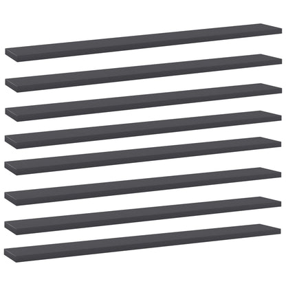 Wandschappen 8 st 80x10x1,5 cm spaanplaat grijs