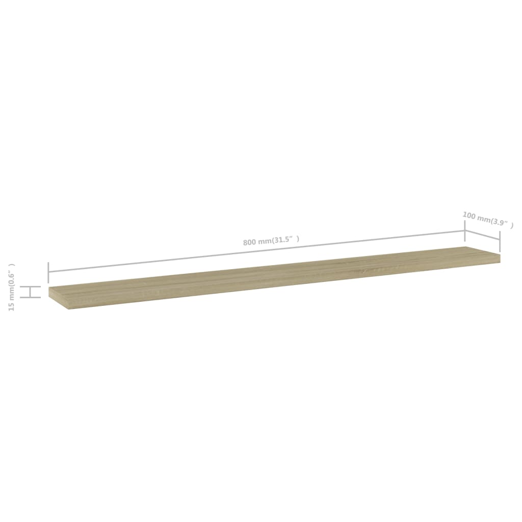 Wandschappen 8 st 80x10x1,5 cm spaanplaat sonoma eikenkleurig