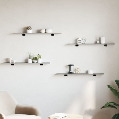 Wandschappen 8 st 80x10x1,5 cm spaanplaat betongrijs