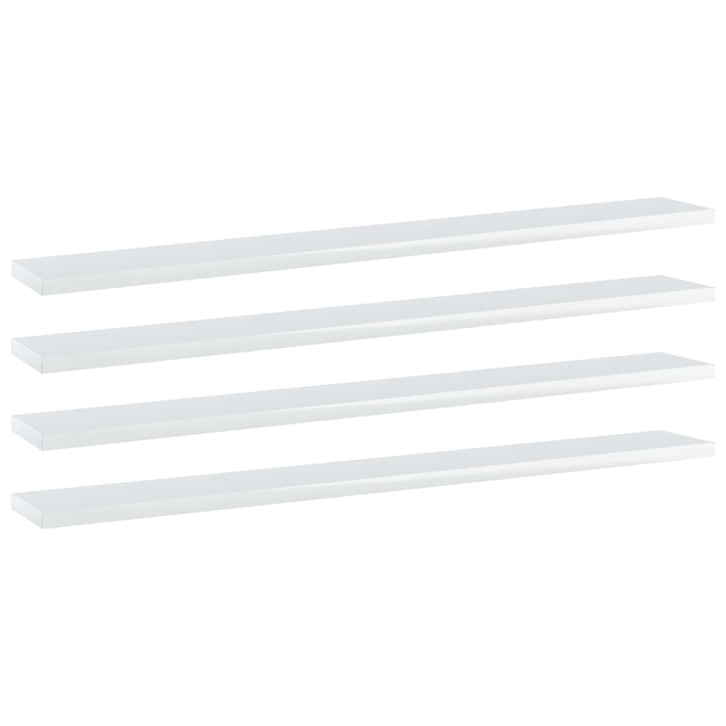 Wandschappen 4 st 80x10x1,5 cm spaanplaat hoogglans wit