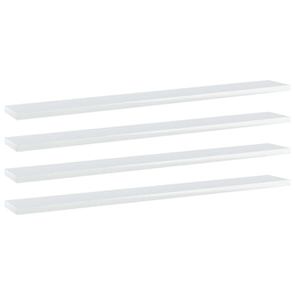 Wandschappen 4 st 80x10x1,5 cm spaanplaat hoogglans wit