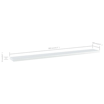 Wandschappen 4 st 80x10x1,5 cm spaanplaat hoogglans wit