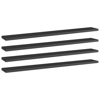 Wandschappen 4 st 80x10x1,5 cm spaanplaat hoogglans zwart