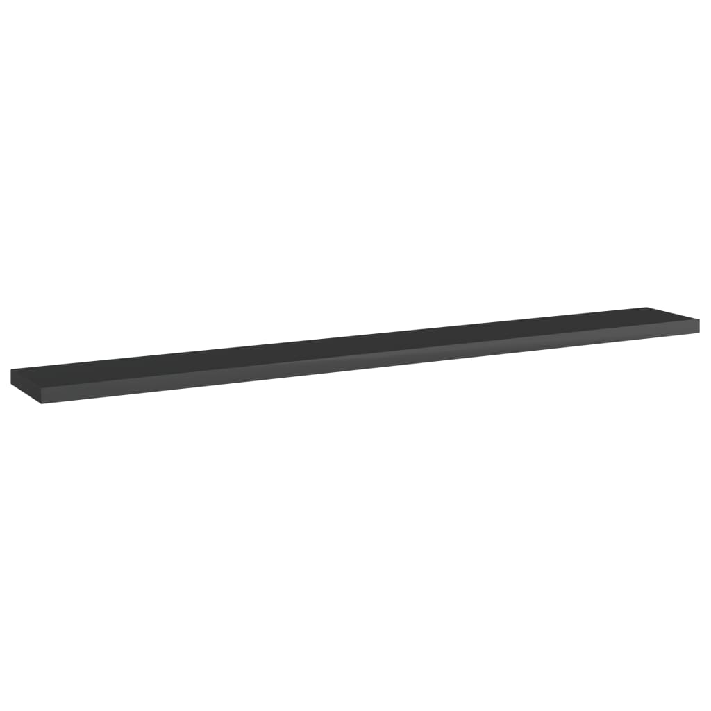 Wandschappen 4 st 80x10x1,5 cm spaanplaat hoogglans zwart
