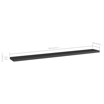 Wandschappen 4 st 80x10x1,5 cm spaanplaat hoogglans zwart