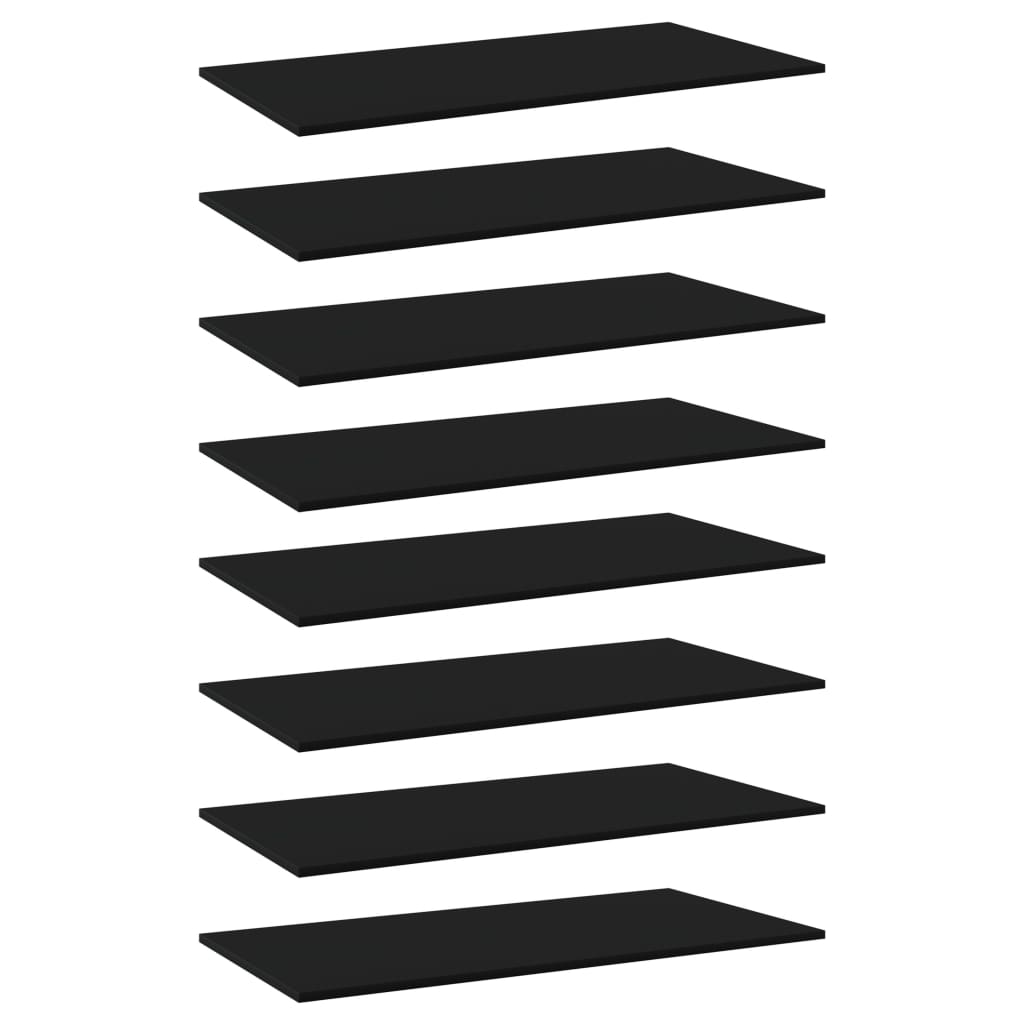 Wandschappen 8 st 80x20x1,5 cm spaanplaat zwart