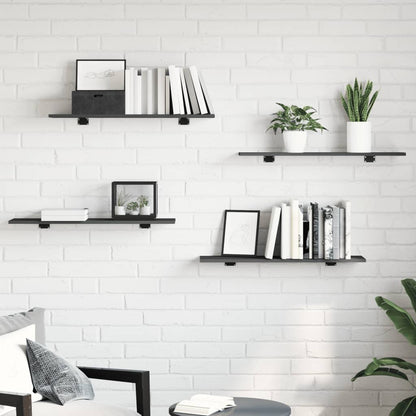 Wandschappen 4 st 80x20x1,5 cm spaanplaat grijs