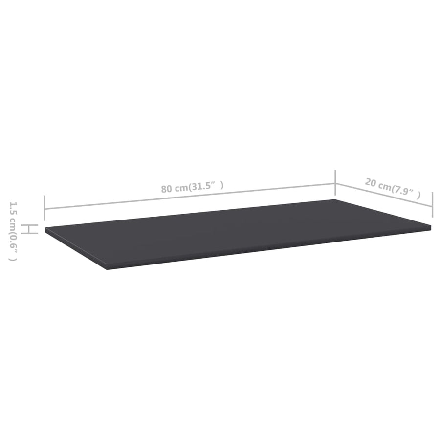 Wandschappen 8 st 80x20x1,5 cm spaanplaat grijs