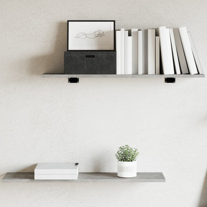 Wandschappen 80X20X1,5 Cm Bewerkt Hout Betongrijs 4 80 x 20 x 1.5 cm