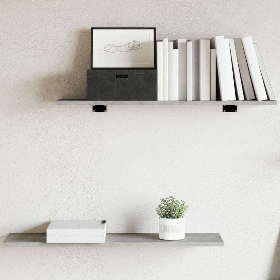 Wandschappen 80X20X1,5 Cm Bewerkt Hout Betongrijs 4 80 x 20 x 1.5 cm