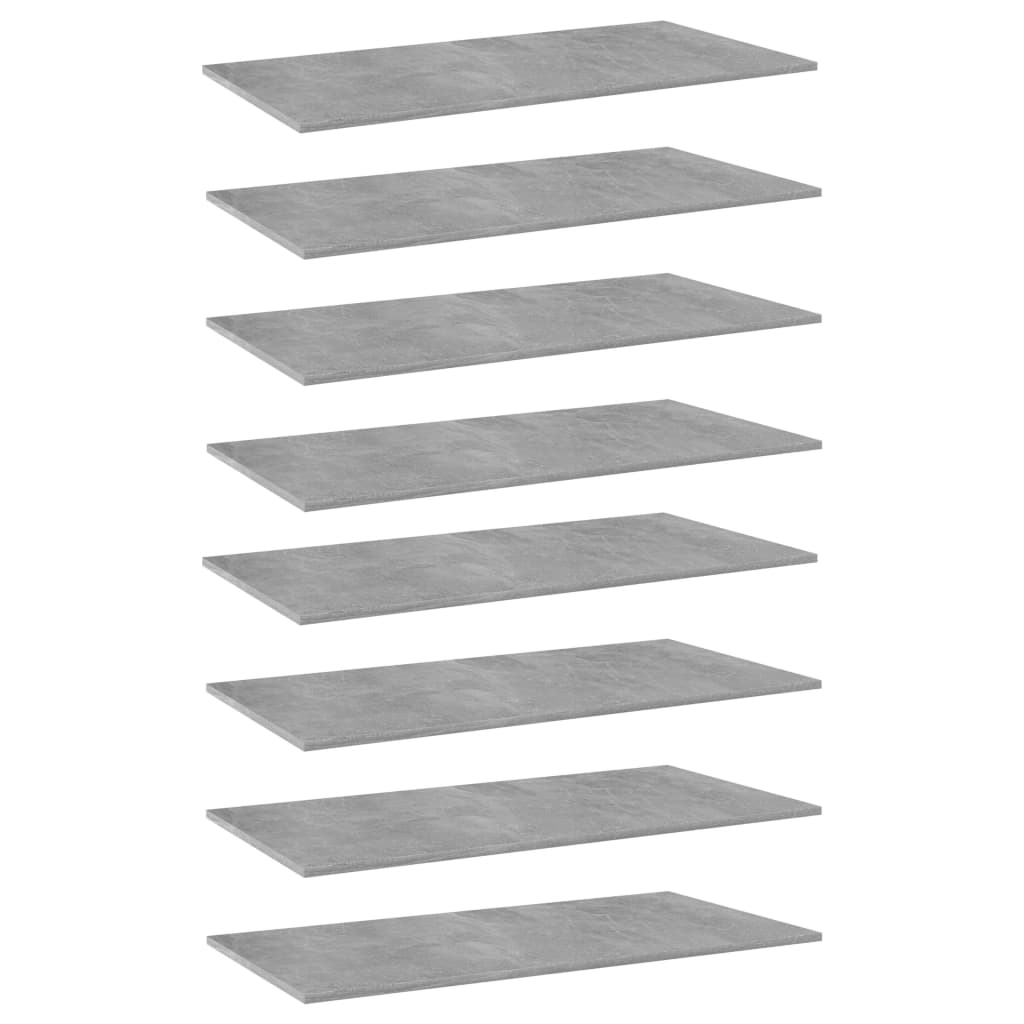 Wandschappen 8 st 80x20x1,5 cm spaanplaat betongrijs
