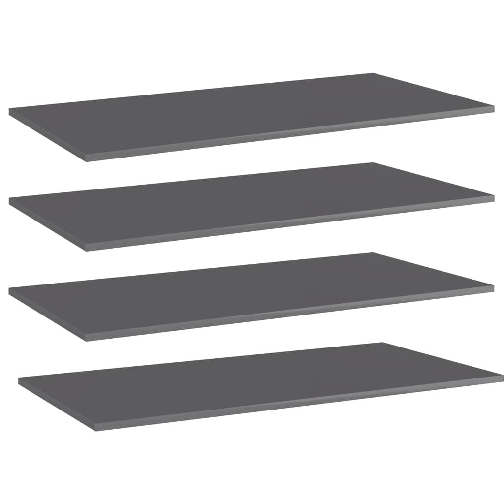 Wandschappen 4 st 80x20x1,5 cm spaanplaat hoogglans grijs