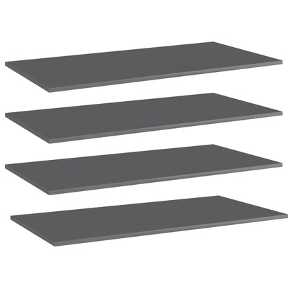 Wandschappen 4 st 80x20x1,5 cm spaanplaat hoogglans grijs