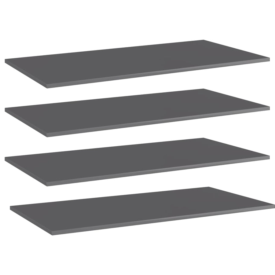 Wandschappen 4 st 80x20x1,5 cm spaanplaat hoogglans grijs