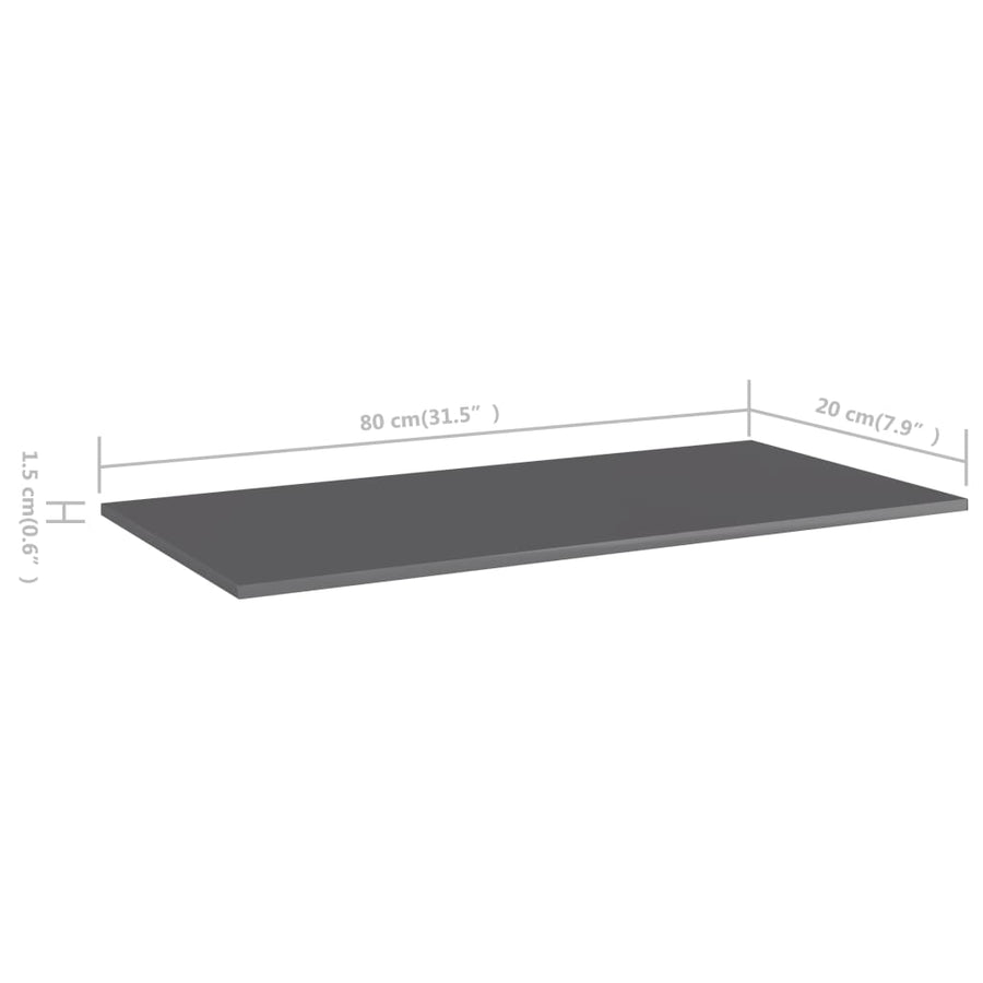 Wandschappen 4 st 80x20x1,5 cm spaanplaat hoogglans grijs