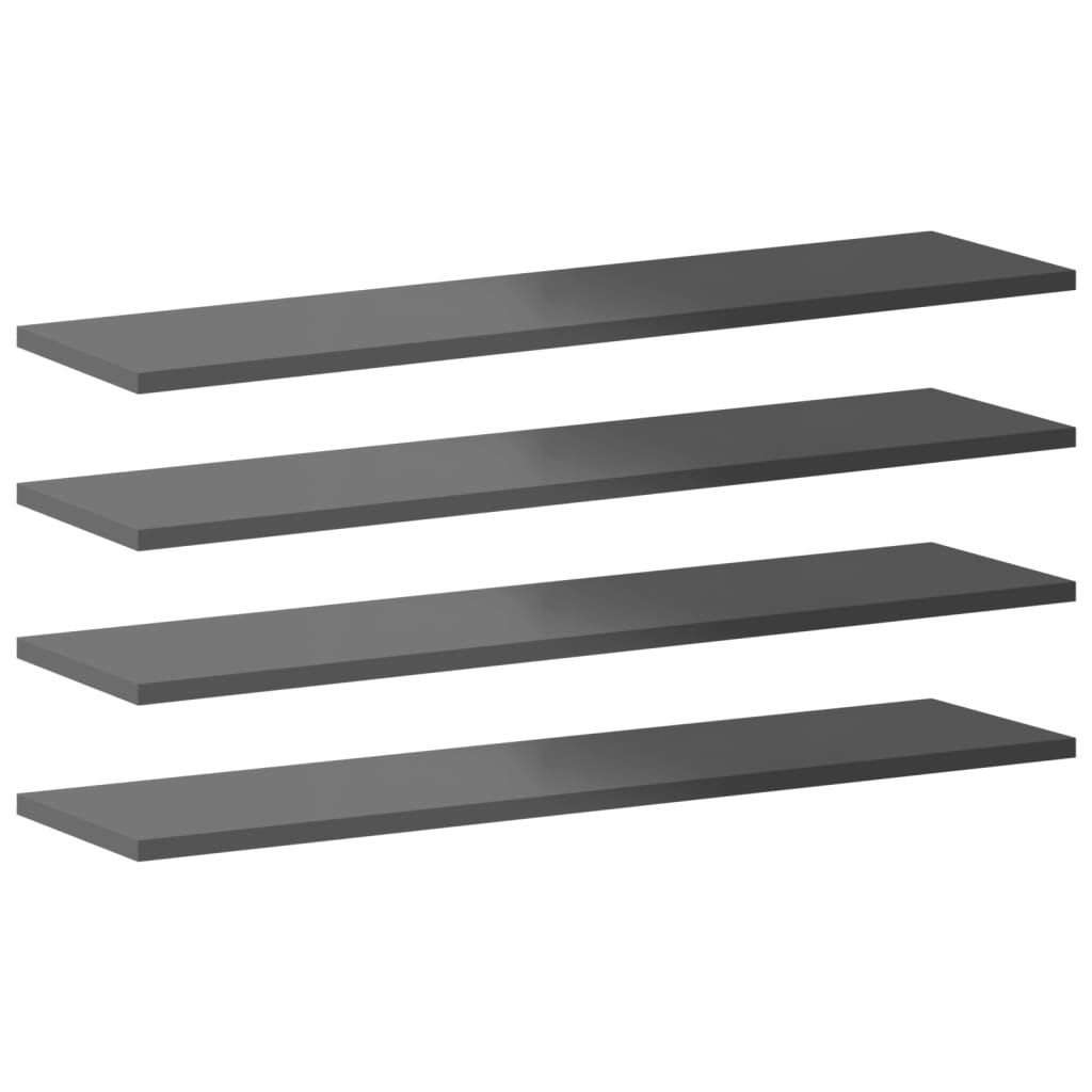 Wandschappen 8 st 80x20x1,5 cm spaanplaat hoogglans grijs