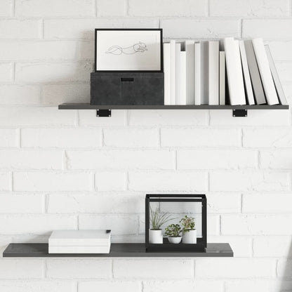 Wandschappen 8 st 80x20x1,5 cm spaanplaat hoogglans grijs