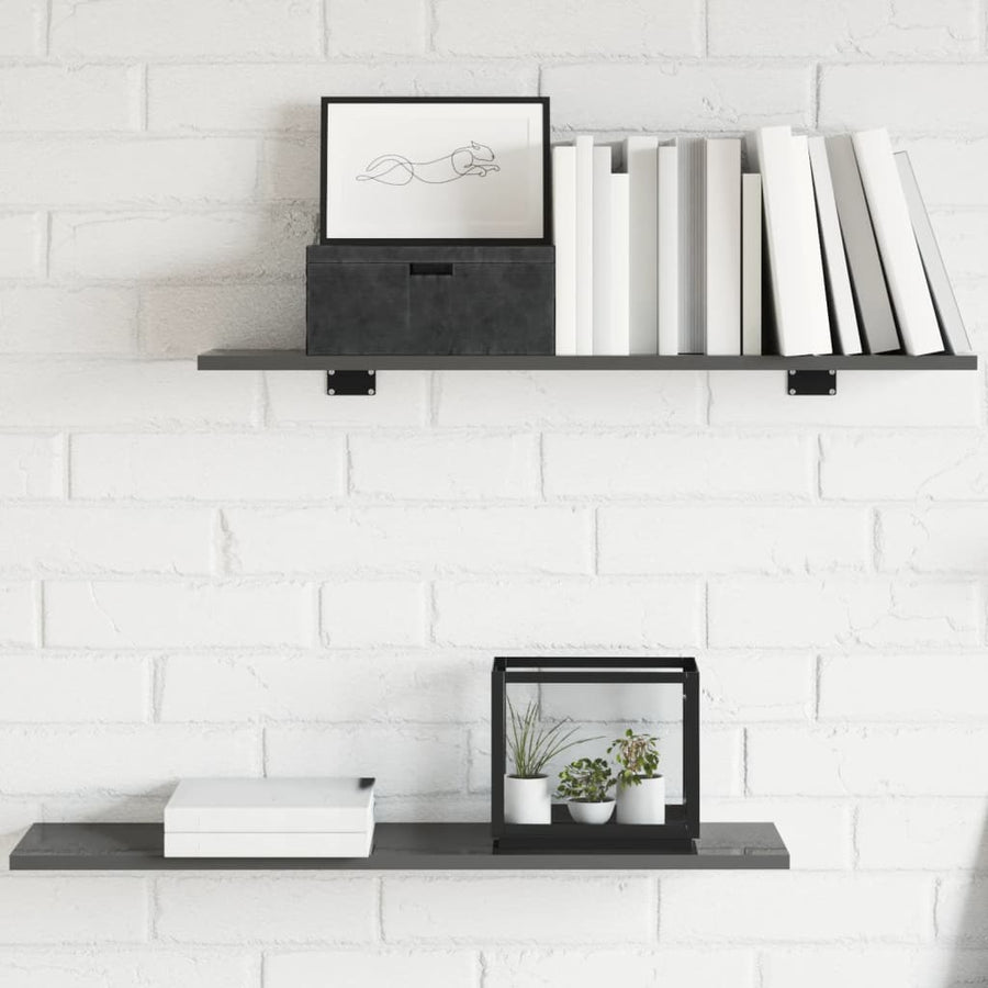 Wandschappen 8 st 80x20x1,5 cm spaanplaat hoogglans grijs