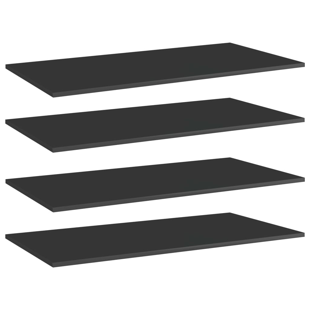 Wandschappen 4 st 80x30x1,5 cm spaanplaat hoogglans zwart