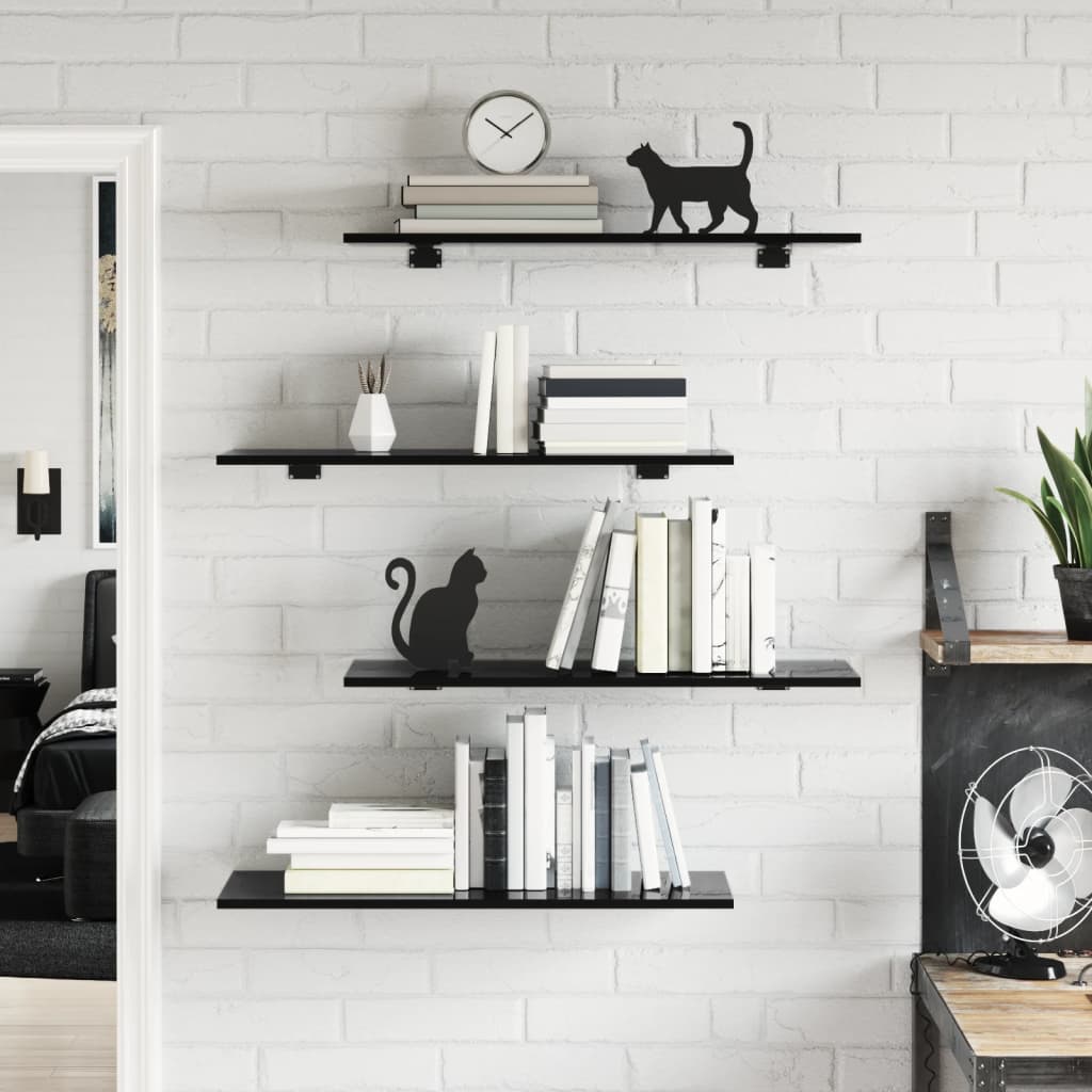 Wandschappen 80X30X1,5 Cm Spaanplaat Hoogglans Zwart 8