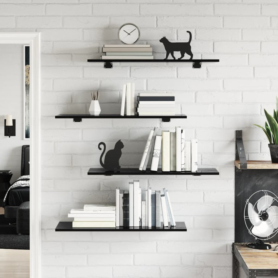 Wandschappen 80X30X1,5 Cm Spaanplaat Hoogglans Zwart 8