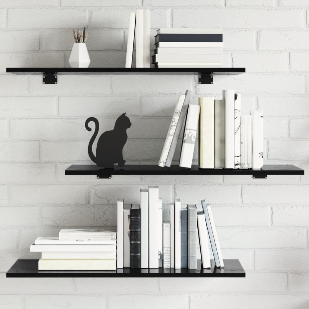 Wandschappen 80X30X1,5 Cm Spaanplaat Hoogglans Zwart 8