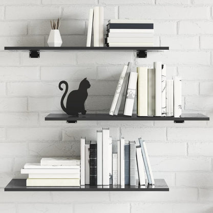 Wandschappen 4 st 80x30x1,5 cm spaanplaat hoogglans grijs
